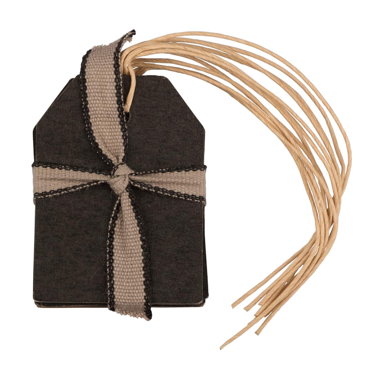 JAM Paper Black Recycled Kraft Premium Gift Tags with Twine String, 10ct.
